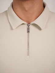 CAPO teksturēts lentes polo krekls ar rāvējslēdzēju - Attēls 3 no 3