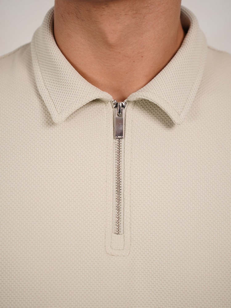 CAPO teksturēts lentes polo krekls ar rāvējslēdzēju - Attēls 3 no 3