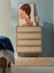 MADE.COM Oak Effect Pavia Rattan 4 Drawer Chest of Drawers - Image 1 of 5