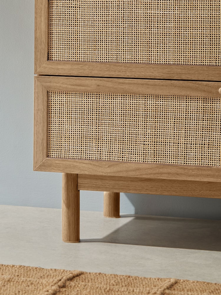 MADE.COM Oak Effect Pavia Rattan 4 Drawer Chest of Drawers - Image 2 of 5