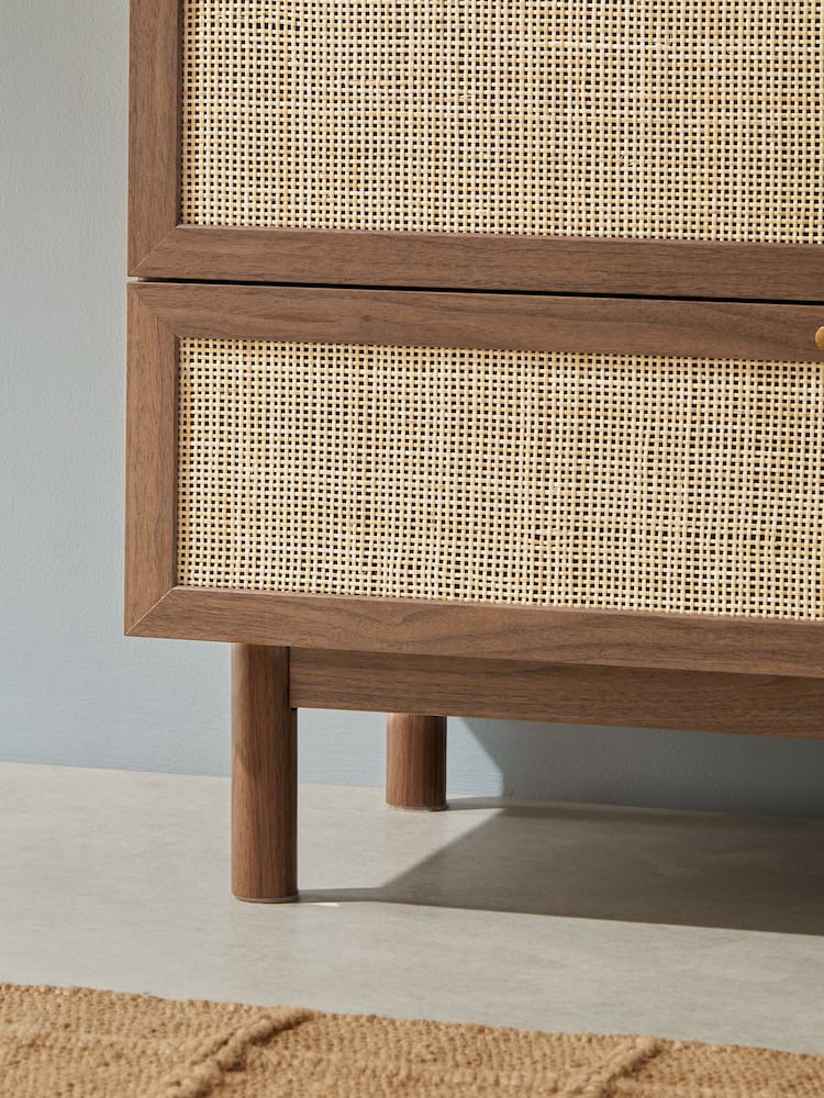 MADE.COM Dark Oak Effect Pavia Rattan 4 Drawer Chest of Drawers - Image 2 of 5