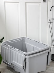 Wham Set of 2 Grey 54L Upcycle Plastic Croc Boxes And Lid - Image 2 of 4