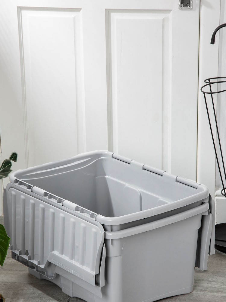 Wham Set of 2 Grey 54L Upcycle Plastic Croc Boxes And Lid - Image 2 of 4