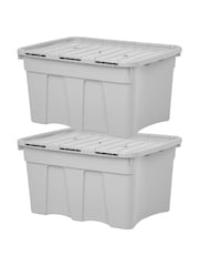 Wham Set of 2 Grey 54L Upcycle Plastic Croc Boxes And Lid - Image 3 of 4