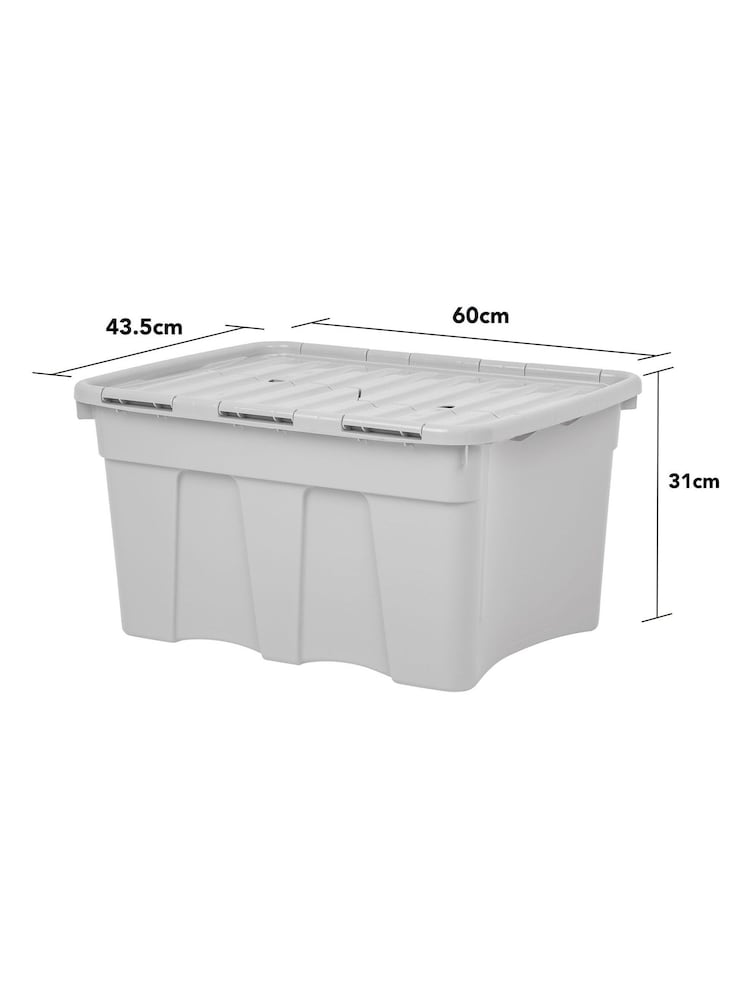 Wham Set of 2 Grey 54L Upcycle Plastic Croc Boxes And Lid - Image 4 of 4