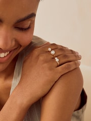 Gold Tone Recycled Metal Pearl Ring Pack - Image 1 of 3