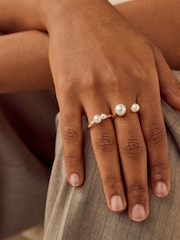 Gold Tone Recycled Metal Pearl Ring Pack - Image 2 of 3