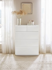 White Sloane Glass 5 Drawer Collection Luxe Chest of Drawers - Image 1 of 4