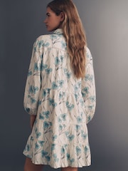 Anthropologie White Maeve The Bettina Tiered Mini Shirt Dress: Linen Edition - Image 2 of 3