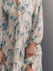 Anthropologie White Maeve The Bettina Tiered Mini Shirt Dress: Linen Edition - Image 3 of 3