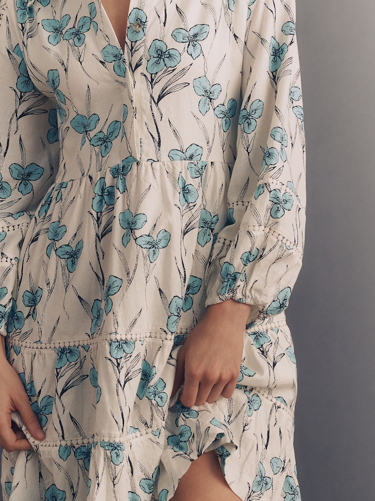 Anthropologie White Maeve The Bettina Tiered Mini Shirt Dress: Linen Edition - Image 3 of 3 Anthropologie White Maeve The Bettina Tiered Mini Shirt Dress: Linen Edition - Image 3 of 3