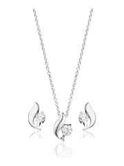 Beaverbrooks Sterling Silver Cubic Zirconia Pendant And Stud Earrings Set - Image 1 of 4