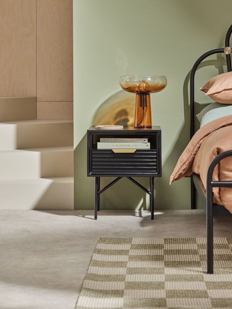MADE.COM Grey Haines Mango Wood Bedside Table - Image 1 of 8
