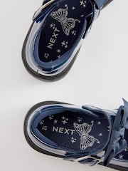 Navy Patent Standard Fit (F) Bow Chunky Mary Jane School Shoes - Image 6 of 6