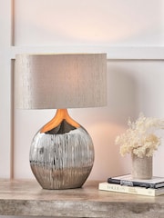 Pacific Silver Gemini Etched Ceramic Table Lamp - Image 1 of 4