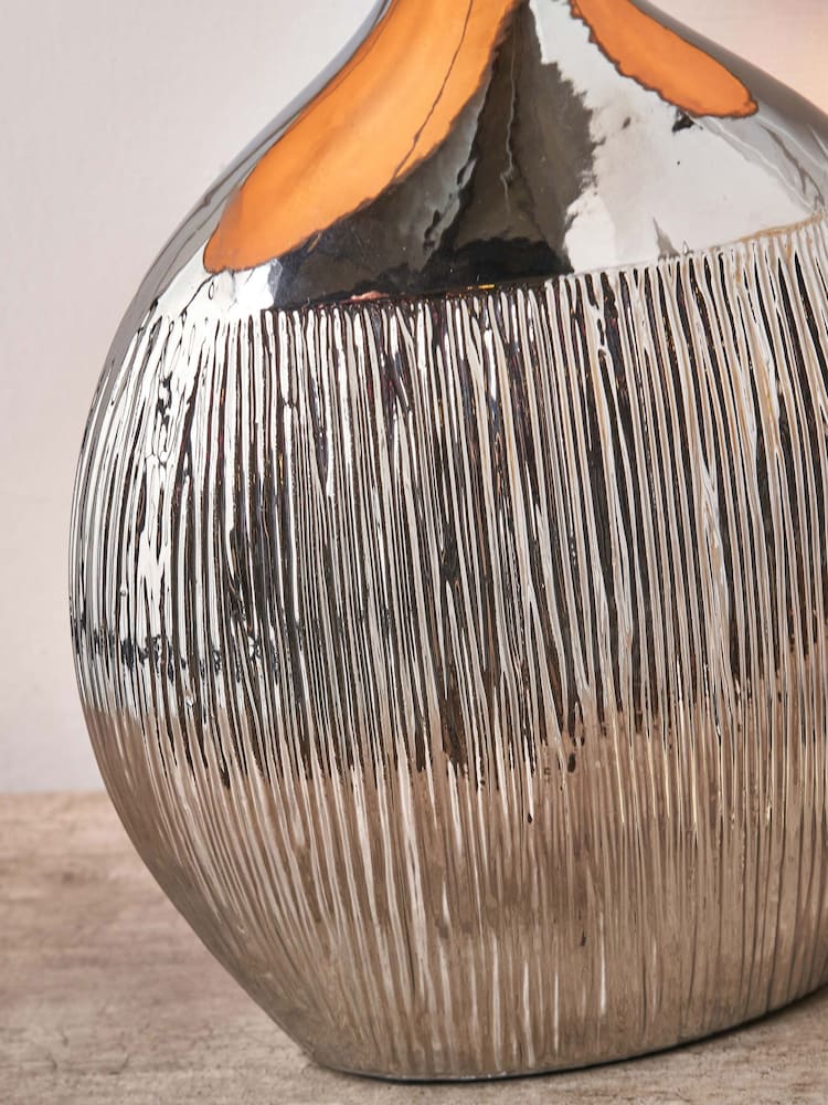 Pacific Silver Gemini Etched Ceramic Table Lamp - Image 2 of 4