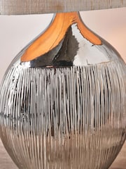 Pacific Silver Gemini Etched Ceramic Table Lamp - Image 3 of 4