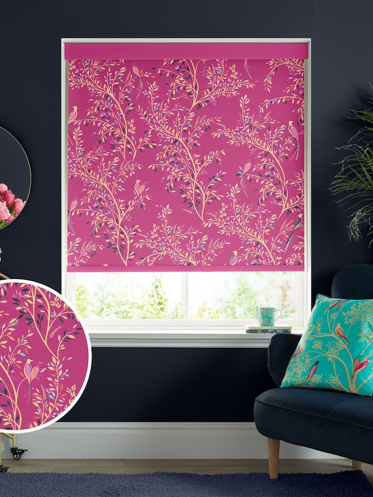 Sara Miller Fuchsia Pink Birds of Paradise Made to Measure Roller Blinds - Image 1 of 6