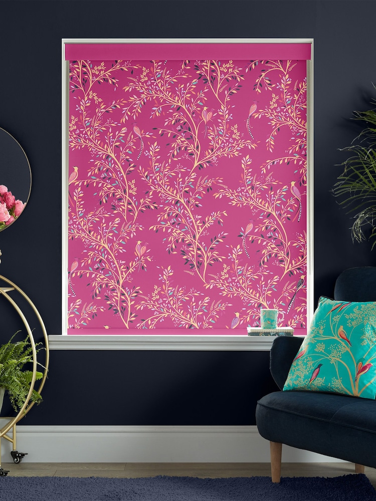 Sara Miller Fuchsia Pink Birds of Paradise Made to Measure Roller Blinds - Image 2 of 6