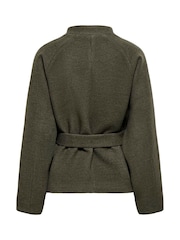 JDY Green Belted High-Neck Jacket - Image 3 of 4
