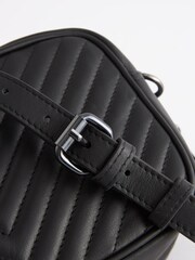 Black Leather Chain Quilted Camera Bag - Image 6 of 8