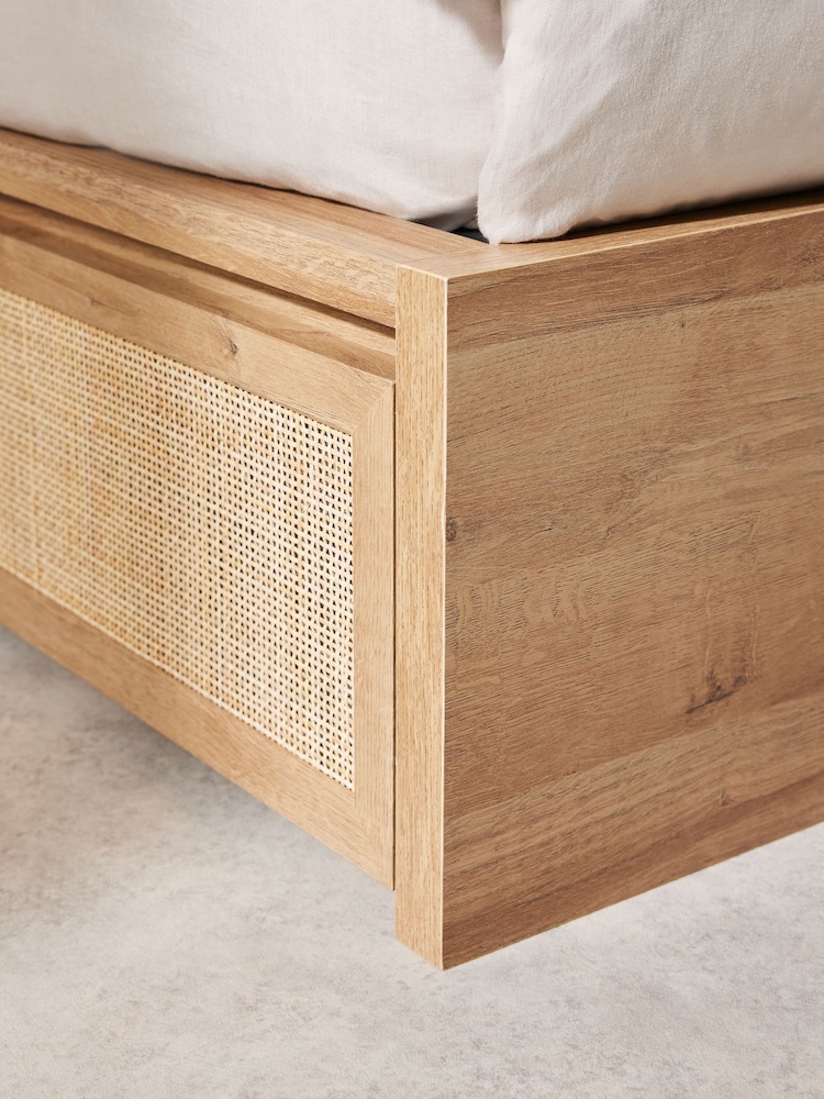 MADE.COM Oak Effect Pavia Rattan Storage Bed - Image 4 of 4
