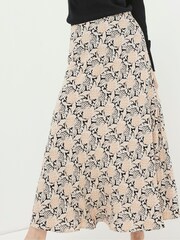 FatFace Black Pat Damask Floral Midi Skirt - Image 3 of 5