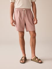 Rust Brown Cotton Linen Dock Shorts - Image 1 of 8