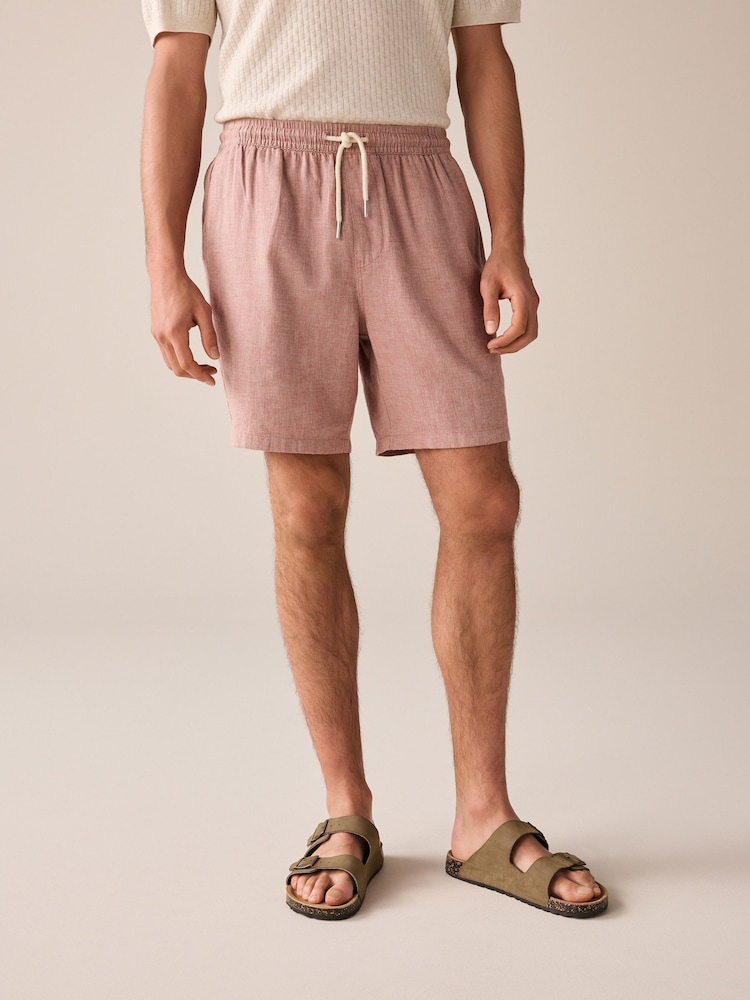 Rust Brown Cotton Linen Dock Shorts - Image 1 of 8