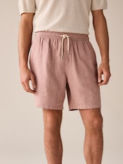 Rust Brown Cotton Linen Dock Shorts - Image 2 of 8