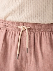 Rust Brown Cotton Linen Dock Shorts - Image 4 of 8
