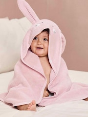 MORI Pink Bunny 100% Cotton Super Soft Baby Hooded Towel - Image 1 of 5