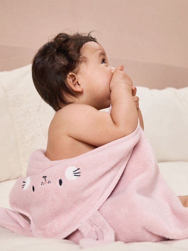 MORI Pink Bunny 100% Cotton Super Soft Baby Hooded Towel - Image 2 of 5