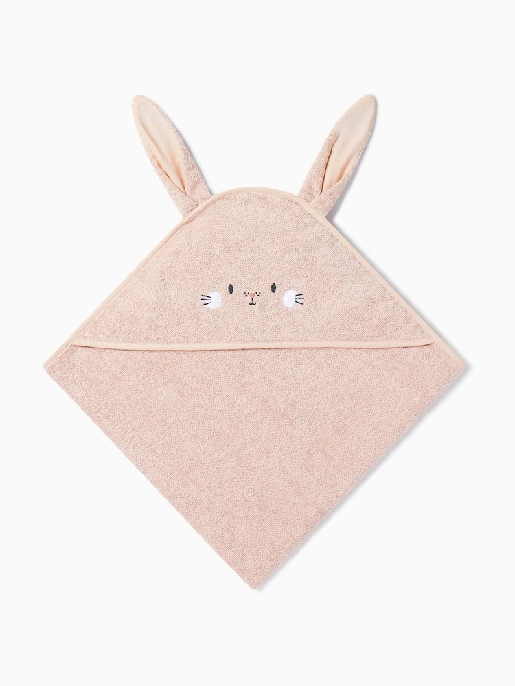 MORI Pink Bunny 100% Cotton Super Soft Baby Hooded Towel - Image 5 of 5