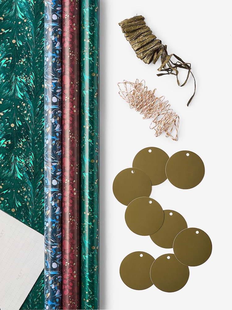 Marble Set of 3, 3m Christmas Wrapping Paper - Image 3 of 3