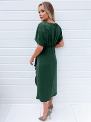 AX Paris Green Batwing Gathered Top Midi Dress - Image 2 of 4