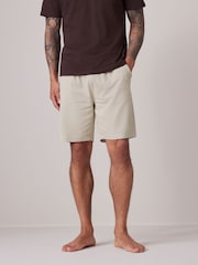 Bone Cream Textured 100% Cotton Lightweight Shorts - Image 1 of 1