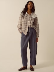 Monsoon Brown Thea Lace Collar Check Shirt - Image 3 of 5