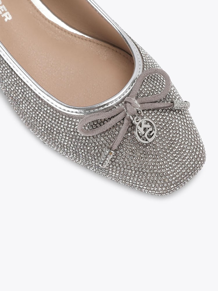 KG Kurt Geiger Silver Mara Embellished Ballerina Shoes - Image 4 of 4 KG Kurt Geiger Silver Mara Embellished Ballerina Shoes - Image 4 of 4