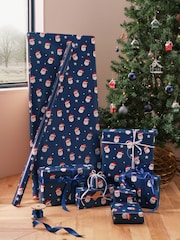 Navy Santa Extra Wide, 10m Christmas Wrapping Paper - Image 1 of 4