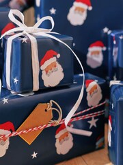 Navy Santa Extra Wide, 10m Christmas Wrapping Paper - Image 2 of 4