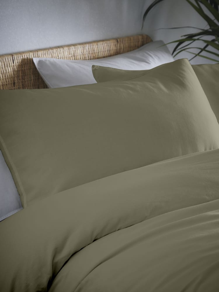 Appletree Green Cassia Washed 100% Cotton Duvet Cover and Pillowcase Set - Image 5 of 5