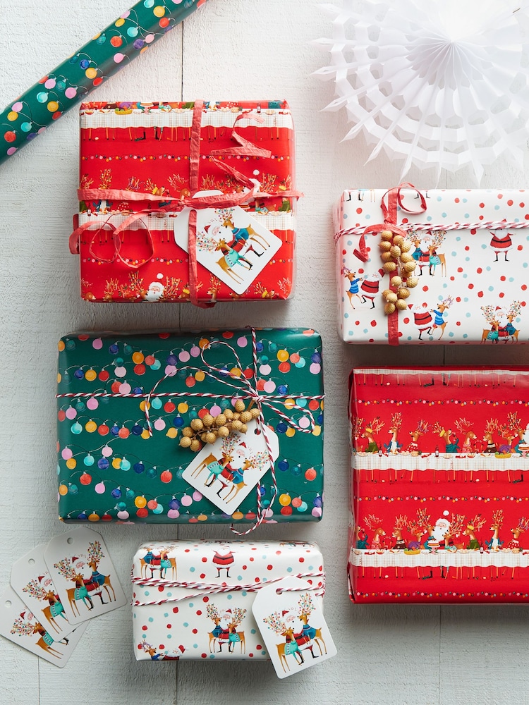 Party Santa Set of 3, 3m Christmas Wrapping Paper - Image 1 of 3