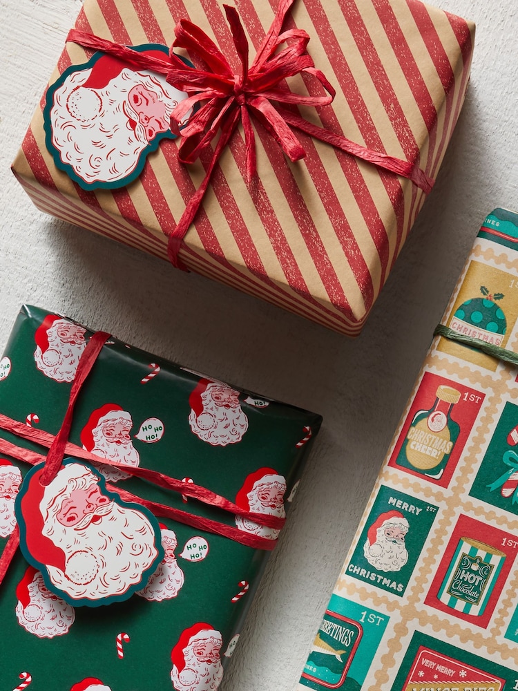 Retro Santa Set of 3, 3m Christmas Wrapping Paper - Image 2 of 3