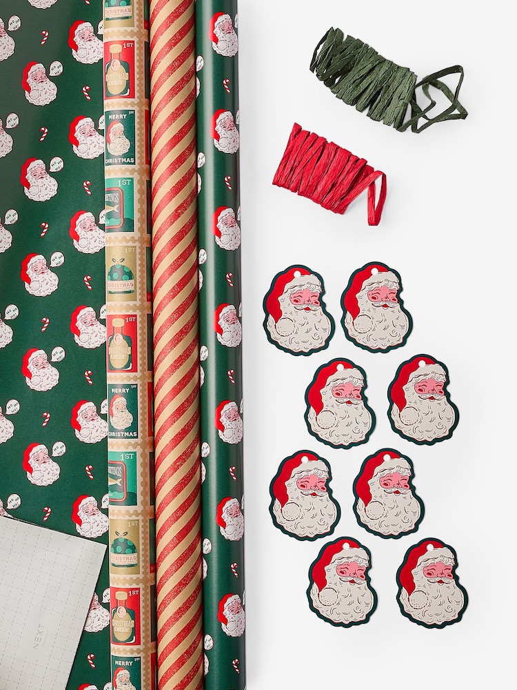 Retro Santa Set of 3, 3m Christmas Wrapping Paper - Image 3 of 3