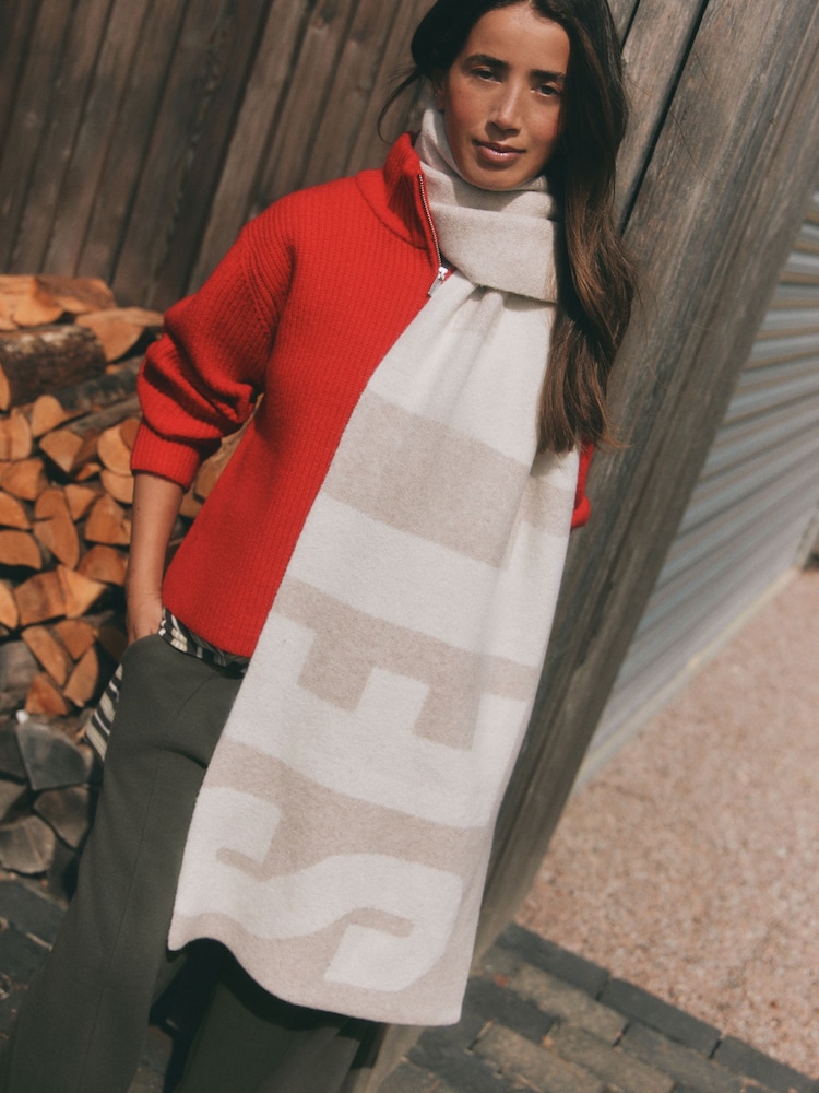 Buy self. Ecru Wool Blend Logo Scarf from Next Australia
