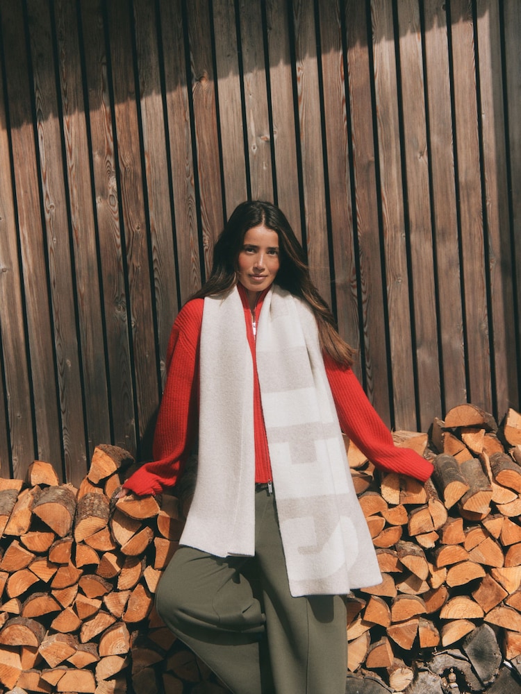 Buy self. Ecru Wool Blend Logo Scarf from Next Australia