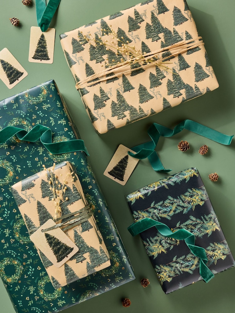 Evergreen Trees Set of 3, 3m Christmas Wrapping Paper - Image 1 of 3