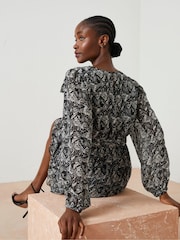 FatFace Black Charlotte Abstract Butterfly Dress - Image 4 of 7