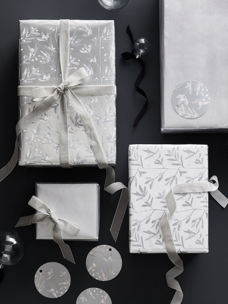 Silver Berries Luxury Set of 3, 3m Christmas Wrapping Paper - Image 1 of 3